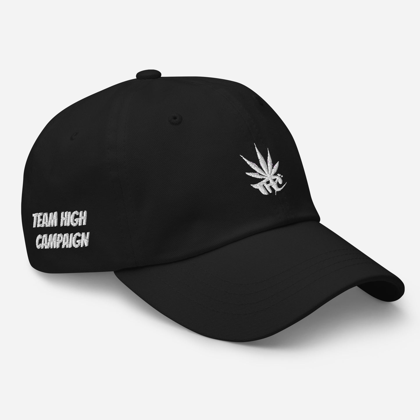 'Team High Campaigns' original white on black Dad hat