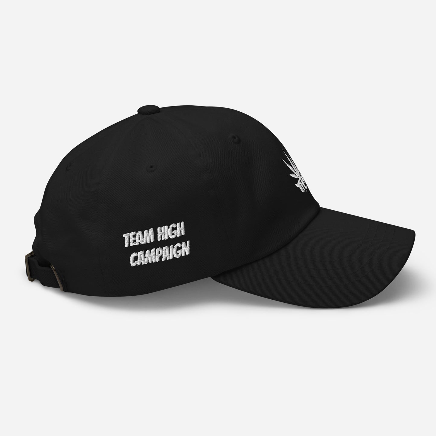 'Team High Campaigns' original white on black Dad hat